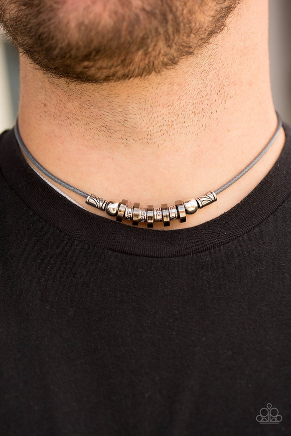 Paparazzi Ancient Canyons - Silver Necklace mens unisex - Glitzygals5dollarbling Paparazzi Boutique 