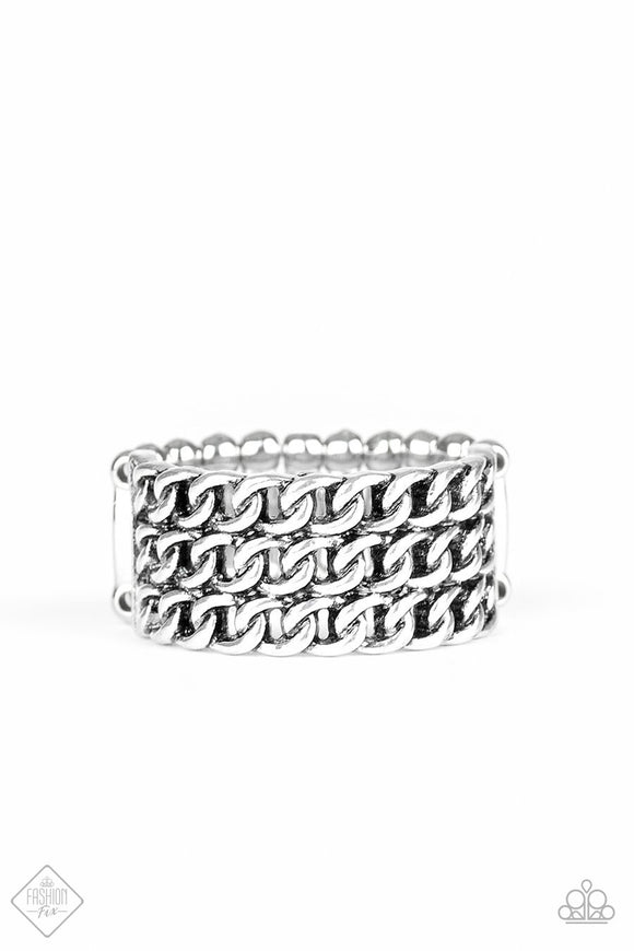Paparazzi Metro Maker - Silver Chains Ring - Trend Blend / Fashion Fix Exclusive July 2019 - Glitzygals5dollarbling Paparazzi Boutique 