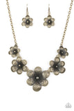 Paparazzi Secret Garden - Brass - Flowers - Necklace and matching Earrings - Glitzygals5dollarbling Paparazzi Boutique 