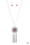 Paparazzi Chasing Dreams - Red - Dreamcatcher Necklace & Earrings - Glitzygals5dollarbling Paparazzi Boutique 