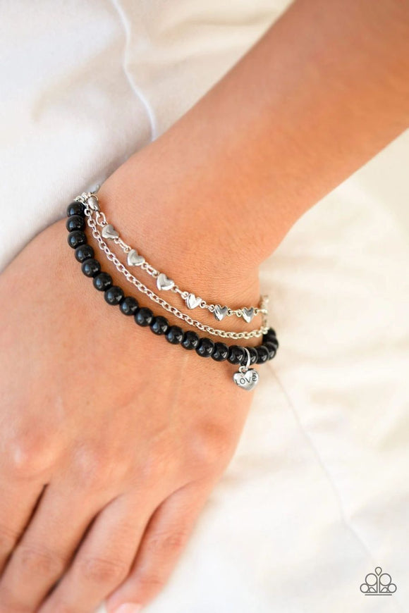 Love Like You Mean It- Black and Silver Bracelet- Paparazzi Accessories - Glitzygals5dollarbling Paparazzi Boutique 