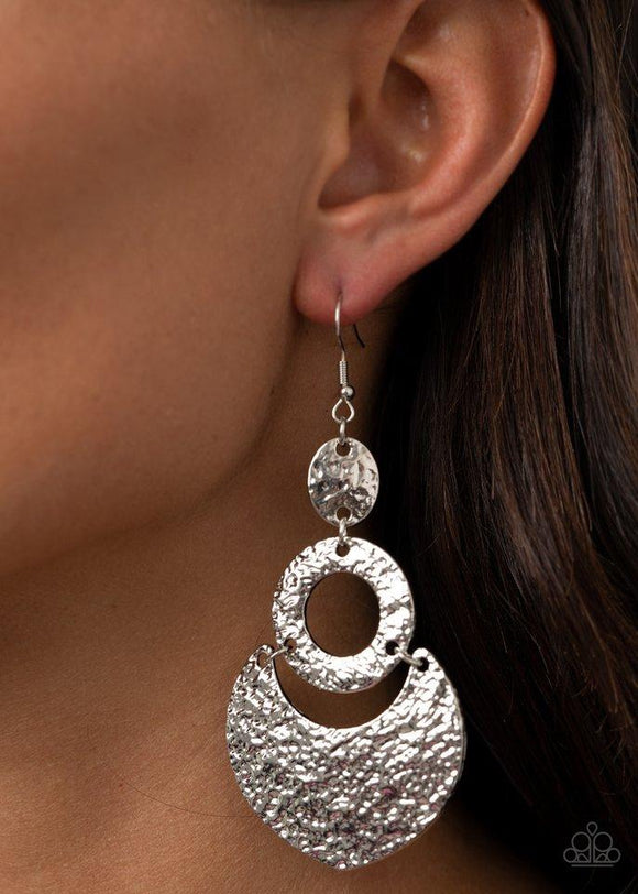 Paparazzi Earring ~ Shimmer Suite - Silver - Glitzygals5dollarbling Paparazzi Boutique 
