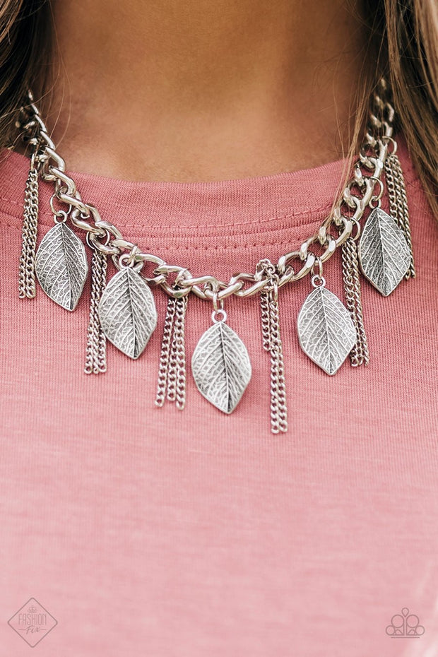 Paparazzi Serenely Sequoia Silver Necklace Set - Glitzygals5dollarbling Paparazzi Boutique 