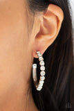 Paparazzi My Kind Of Shine - White - Rhinestones - Silver Post Hoop Earrings - Glitzygals5dollarbling Paparazzi Boutique 