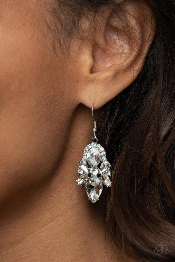 Paparazzi Earring ~ Stunning Starlet - White - Glitzygals5dollarbling Paparazzi Boutique 