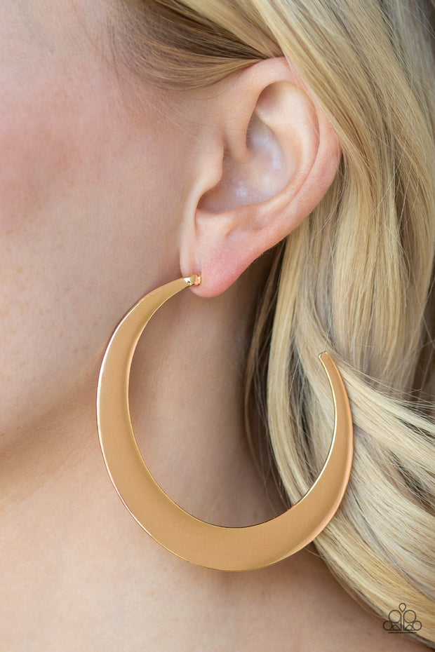 Paparazzi Moon Beam - Gold - Large Hoop Earrings - Glitzygals5dollarbling Paparazzi Boutique 
