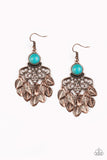 Paparazzi A Bit On The Wildside - Copper - Turquoise Stone - Leaves Cascade - Earrings - Glitzygals5dollarbling Paparazzi Boutique 