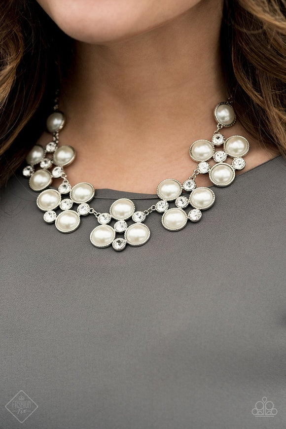 Paparazzi Night at the Symphony - White Pearls - Necklace & Earrings - Fashion Fix / Trend Blend Exclusive April 2020 - Glitzygals5dollarbling Paparazzi Boutique 