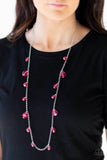 Paparazzi GLOW-Rider - PINK - Shimmery Silver Chain Necklace & Earrings - Glitzygals5dollarbling Paparazzi Boutique 