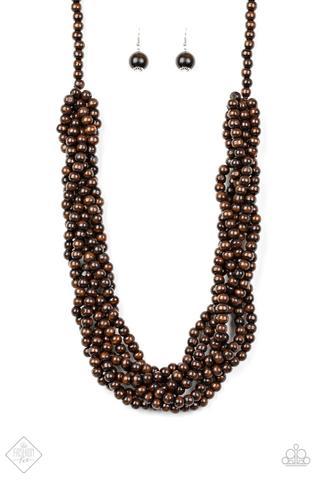 Tahiti Tropic Brown Wood Bead Necklace Paparazzi Accessories Fashion Fix Exclusive - Glitzygals5dollarbling Paparazzi Boutique 